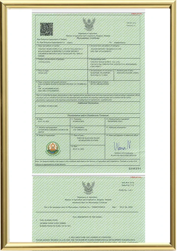 Certificat d'importation de bois Pilates