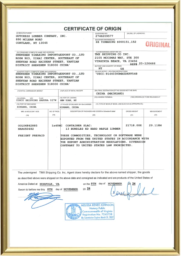 Certificat d'importation