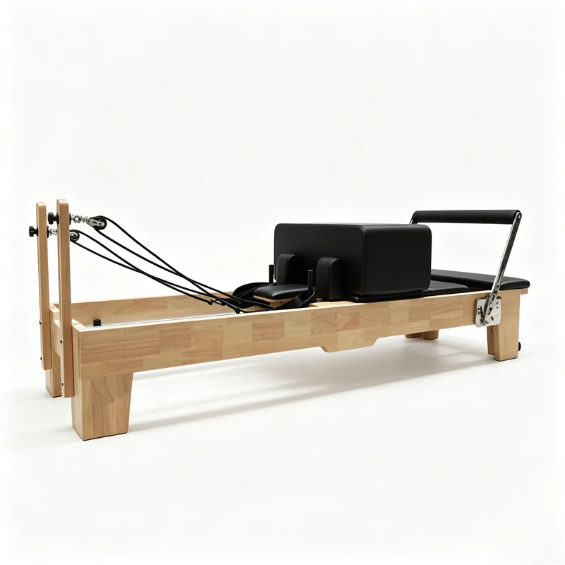 MJD-M101A R&eacute;formateur Pilates en bois de ch&ecirc;ne avec pied en bois