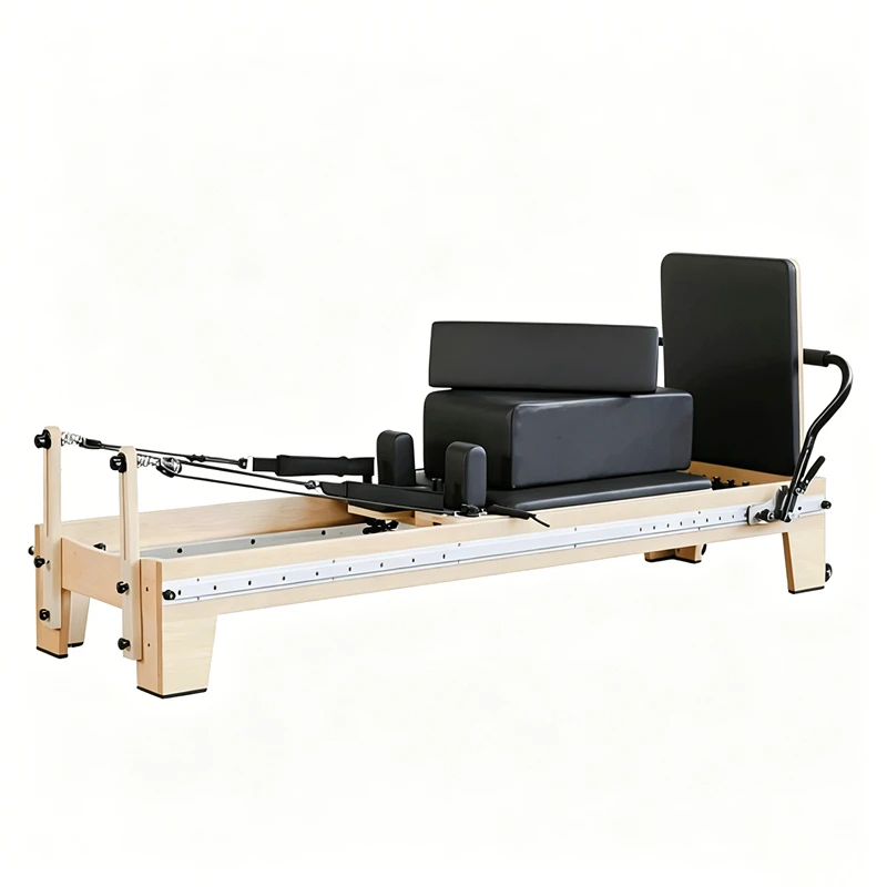 MJD-W46A Reformer Pilates r&eacute;glable en bois d'&eacute;rable avec piste compl&egrave;te