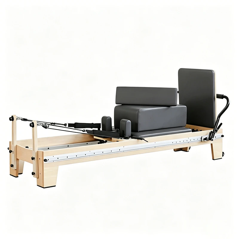 MJD-W46A Reformer Pilates r&eacute;glable en bois d'&eacute;rable avec piste compl&egrave;te