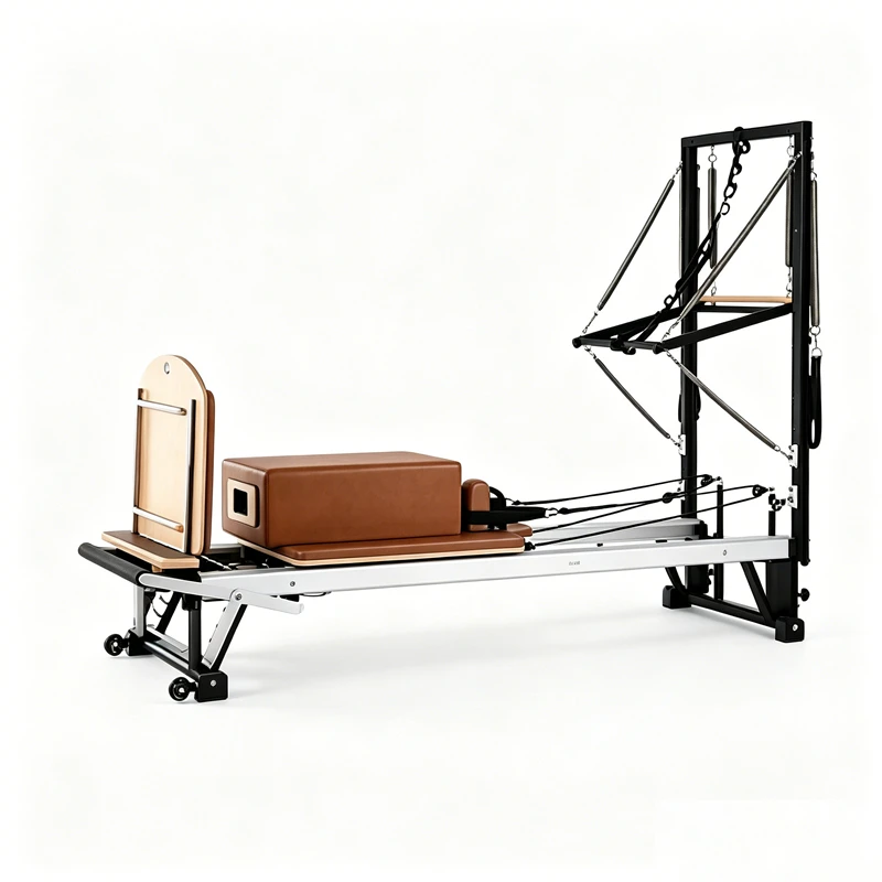 MJD-W47 Merrithew Pilates Reformer en aluminium avec ressorts r&eacute;glables demi-tour