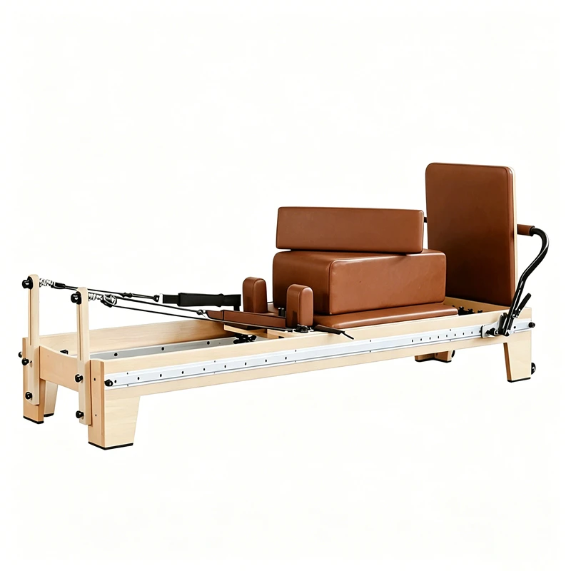MJD-W46A Reformer Pilates r&eacute;glable en bois d'&eacute;rable avec piste compl&egrave;te