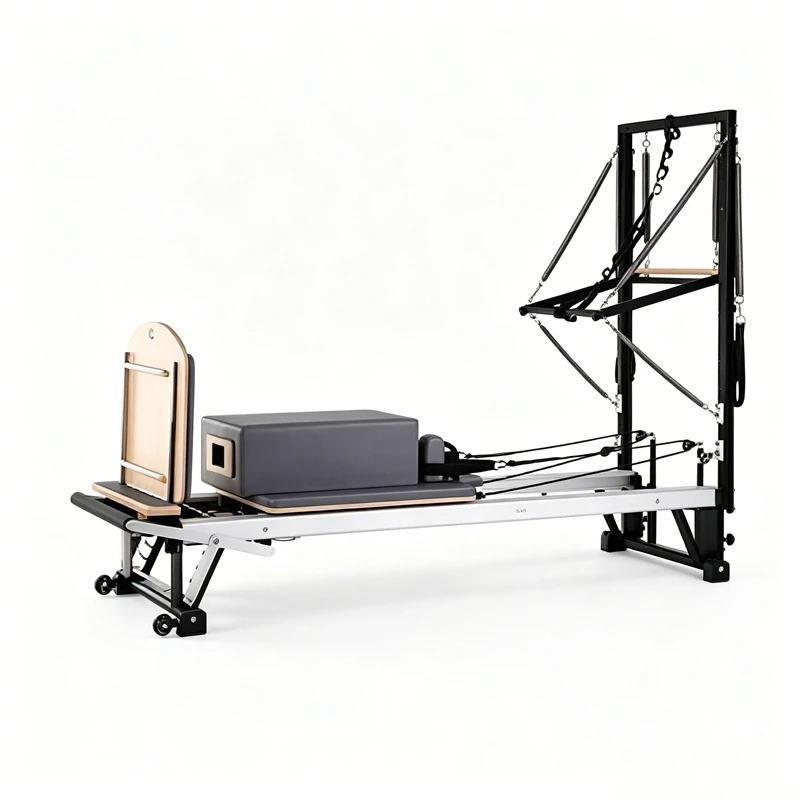 MJD-W47 Merrithew Pilates Reformer en aluminium avec ressorts r&eacute;glables demi-tour