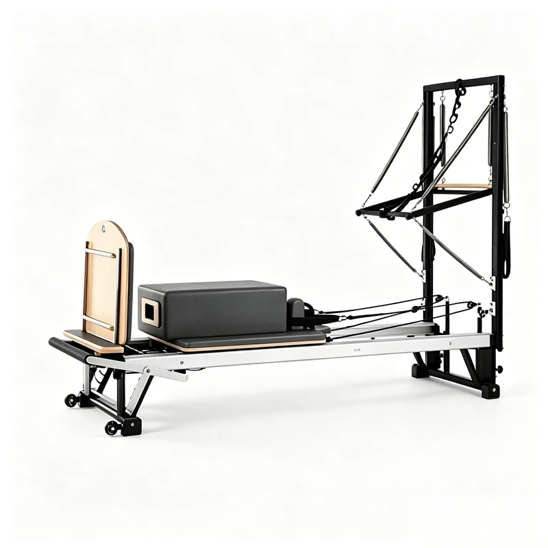 MJD-W47 Merrithew Pilates Reformer en aluminium avec ressorts r&eacute;glables demi-tour