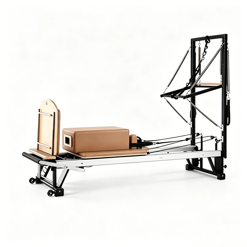 MJD-W47 Merrithew Pilates Reformer en aluminium avec ressorts r&eacute;glables demi-tour