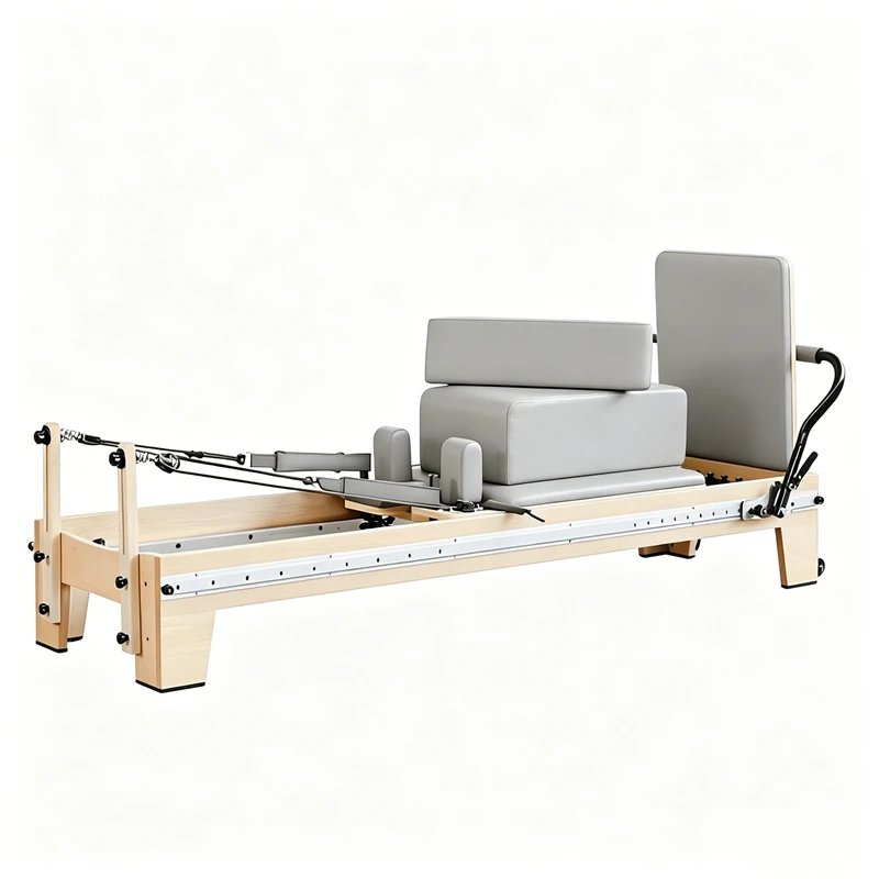 MJD-W46A Reformer Pilates r&eacute;glable en bois d'&eacute;rable avec piste compl&egrave;te