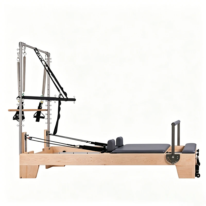 MJD-W23A Studio Reformer Pilates en bois d'&eacute;rable avec demi-tour
