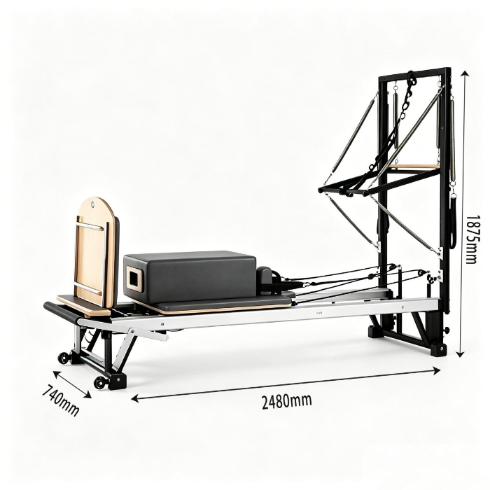 MJD-W47 Merrithew Réformateur Pilates en aluminium avec ressorts réglables demi-tour